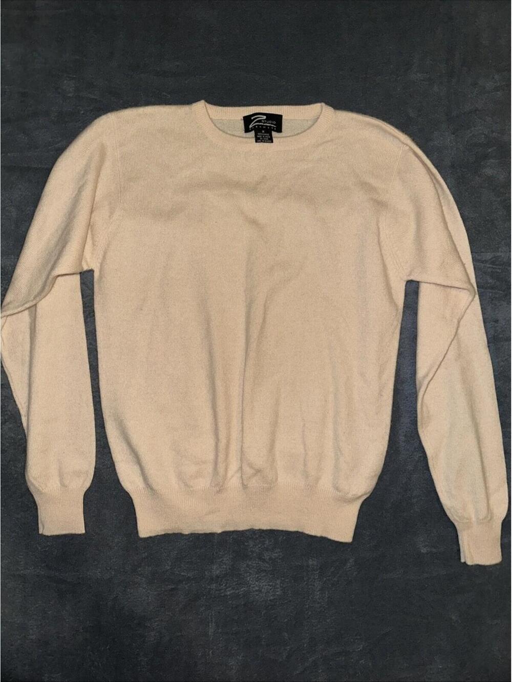 Z STUDIO US Women’s Small Pale Pink 100% Cashmere Sweater Crew Neck Vintage.